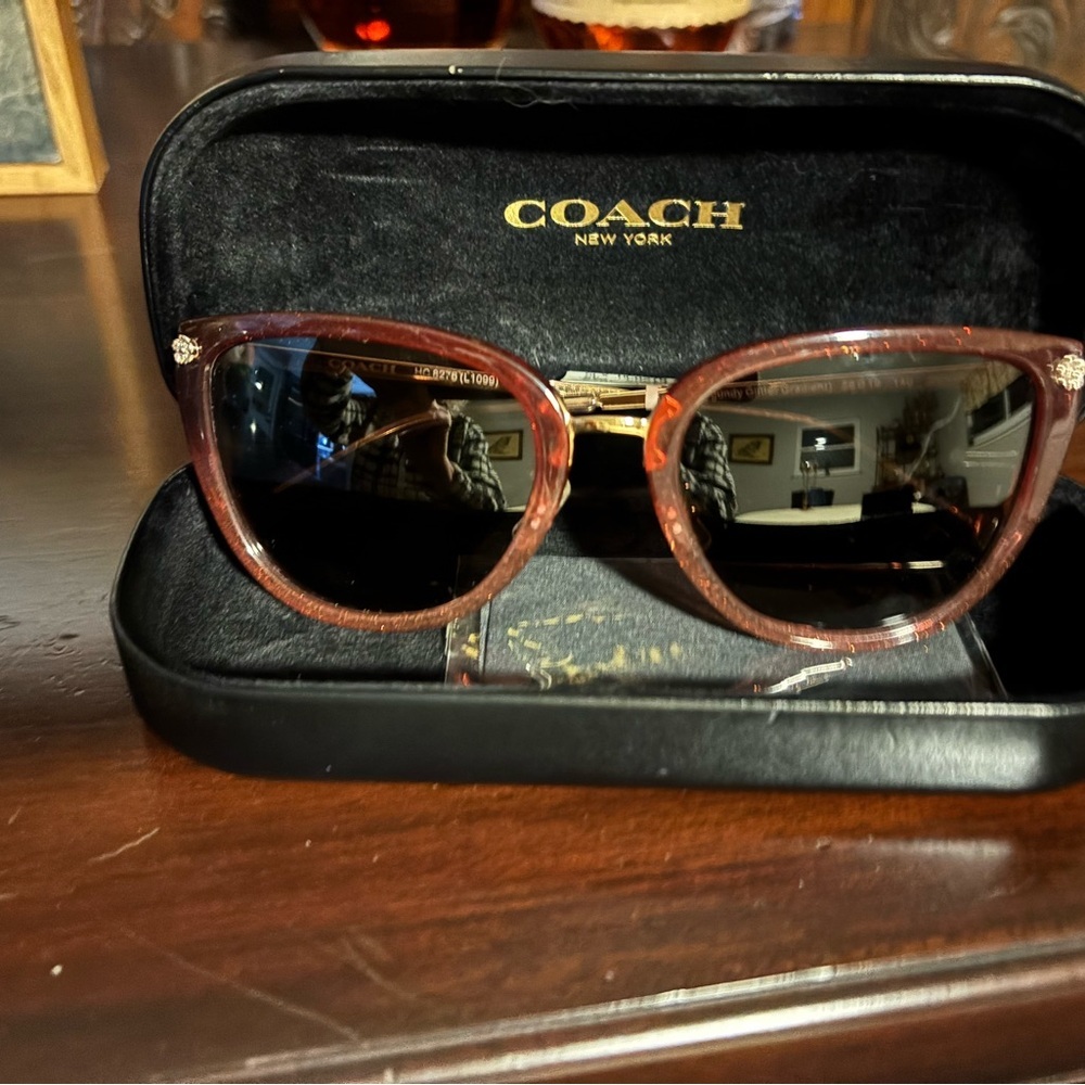 Coach Burgundy Glitter Gradient Phantos Sunglasses - NWT